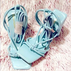 Baby blue strappy heels